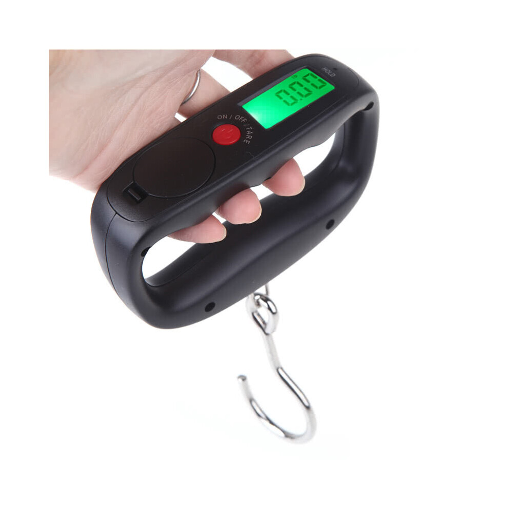 (Black) Digital Portable Electronic Luggage Weight Hook Hanging Scale LCD Display 50kg /10g