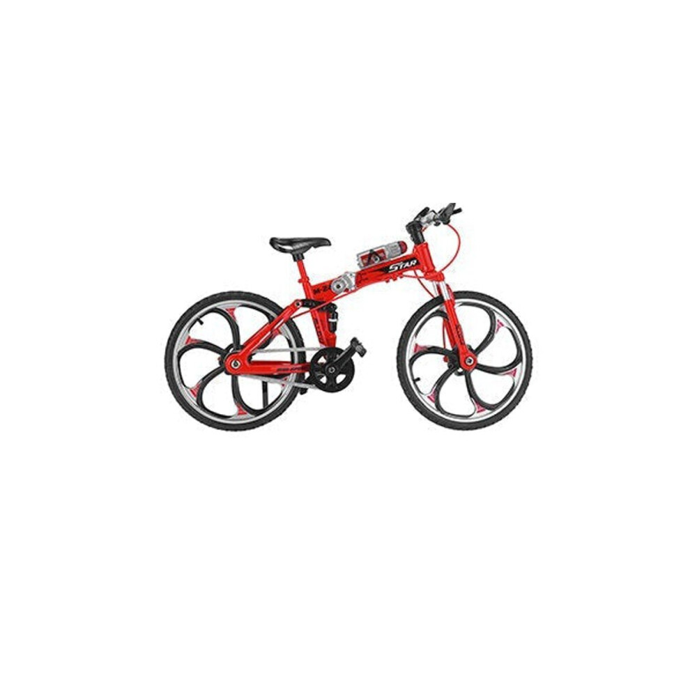 (Red) 1:10 Mini Bike Model Openable Folding Mountain Bicycle Bend Racing Alloy Toys