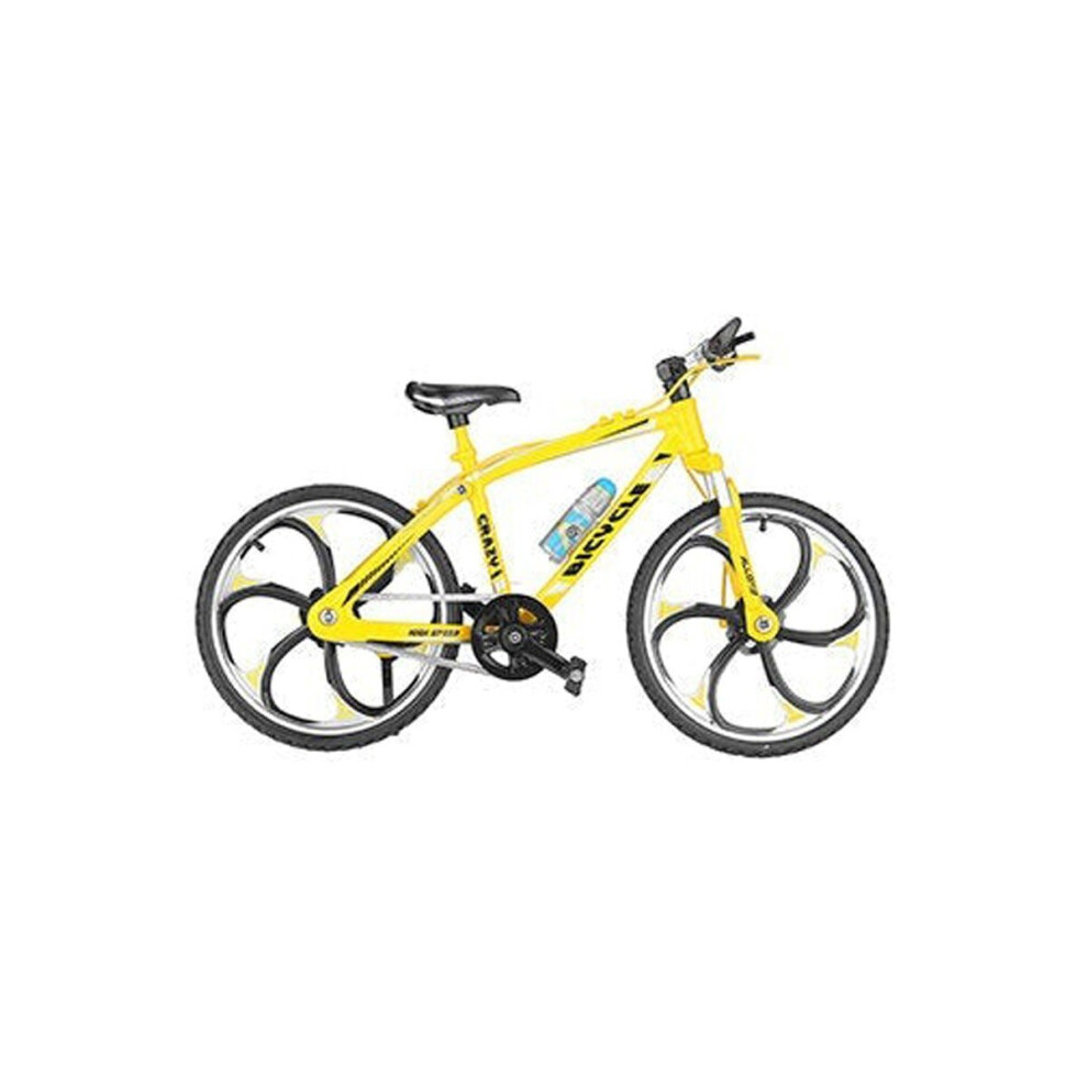 (Yellow) 1:10 Mini Bike Model Openable Folding Mountain Bicycle Bend Racing Alloy Toys