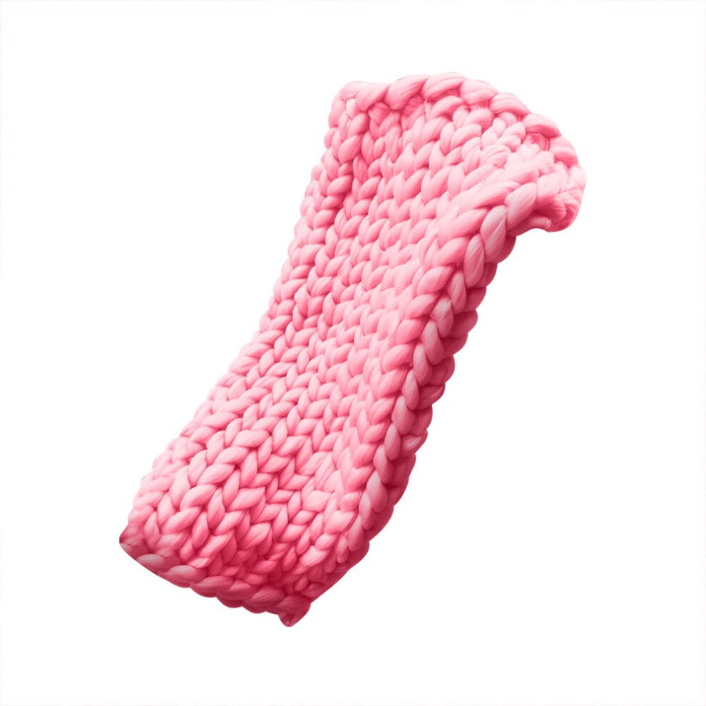 (Pink, M) Chunky Knitted Handmade Thick Blanket