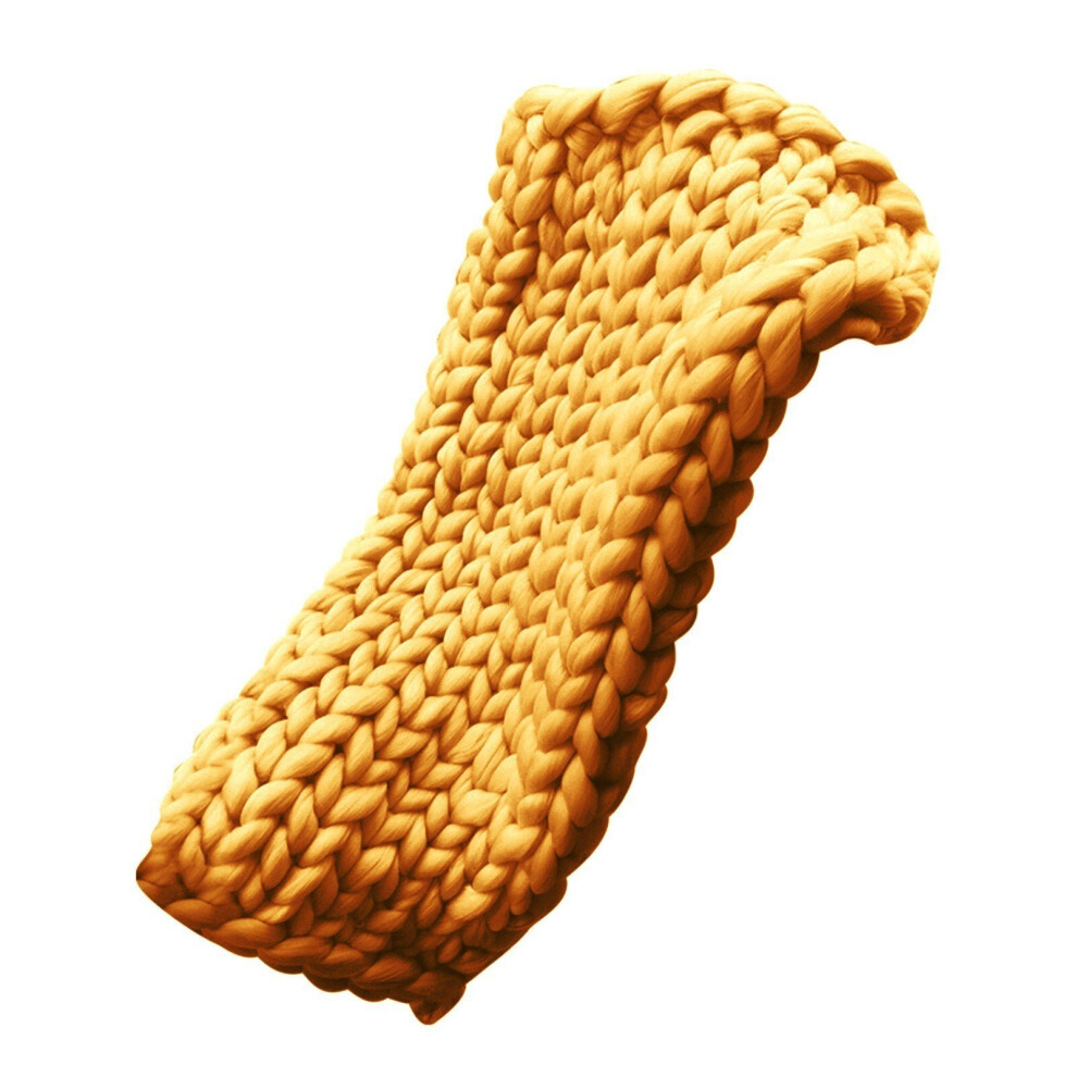 (Beige, L) Chunky Knitted Handmade Thick Blanket