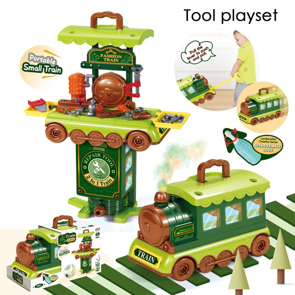 (Tool playset) 2 IN 1 Multi-style Kitchen Cooking Play and Portable Small Train Learning Set Toys for Kids Gift