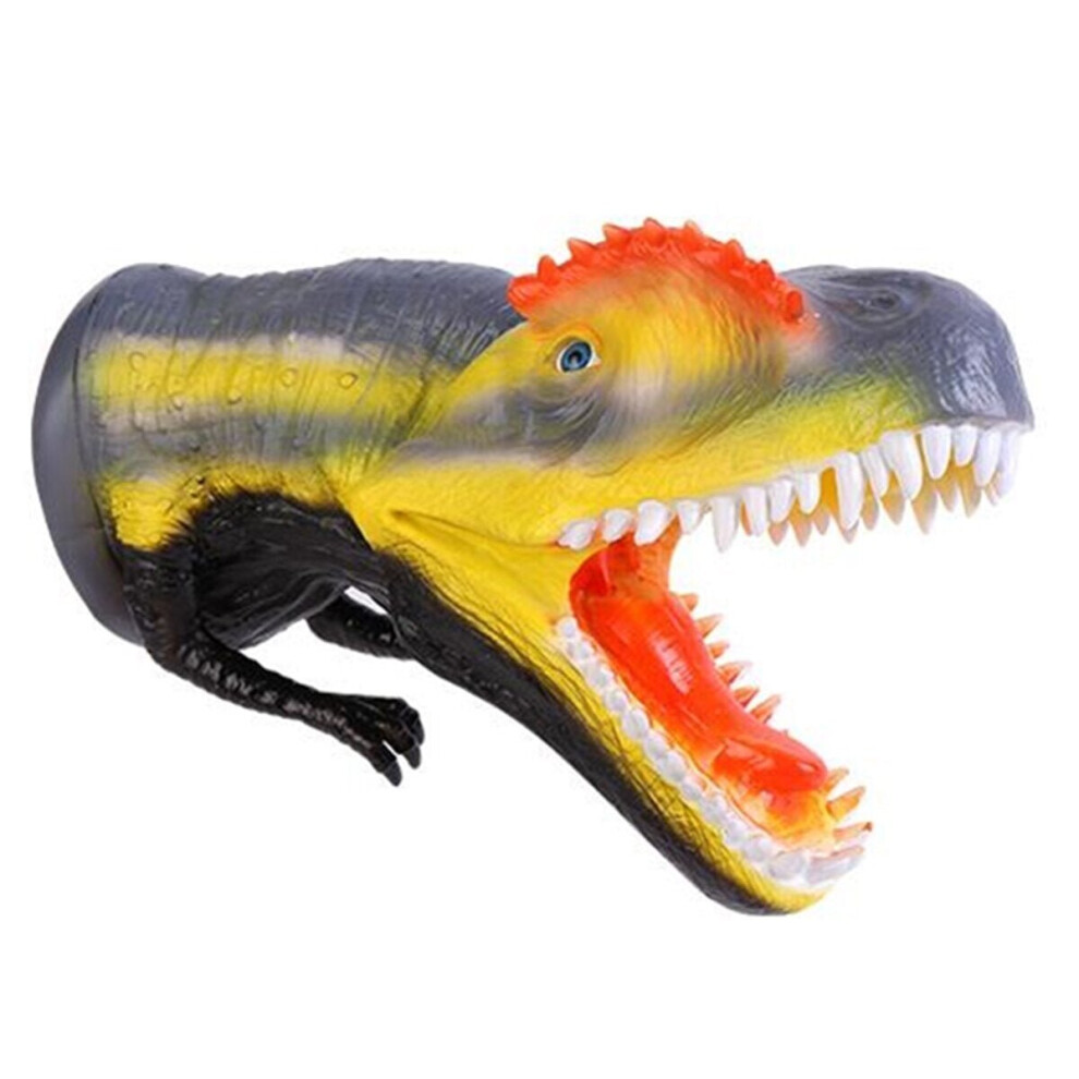 (Yellow) Dinosaur Hand Puppet Realistic Museum Details Jurassic Play Diecast Model Decor Toys Collection