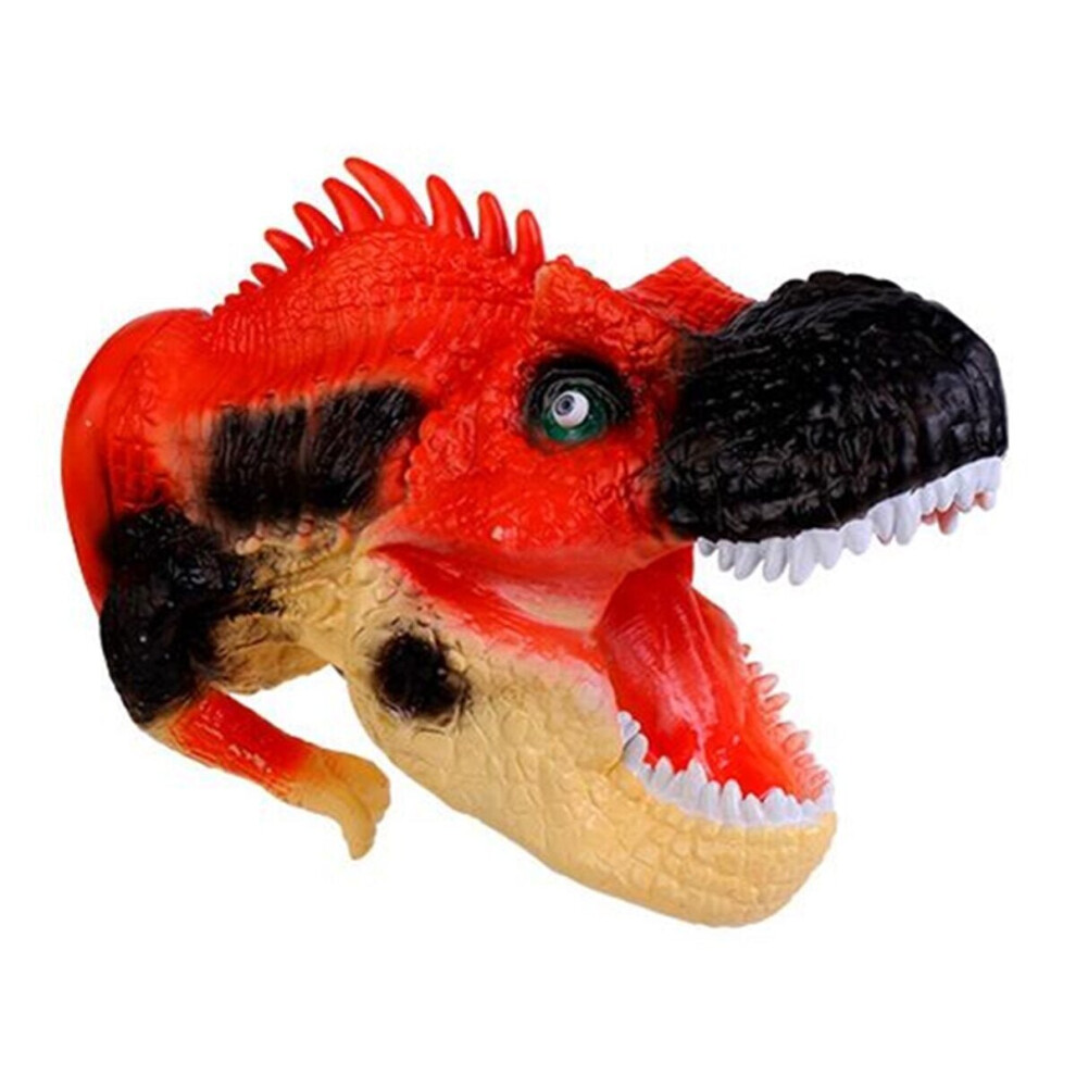 (Orange Red) Dinosaur Hand Puppet Realistic Museum Details Jurassic Play Diecast Model Decor Toys Collection