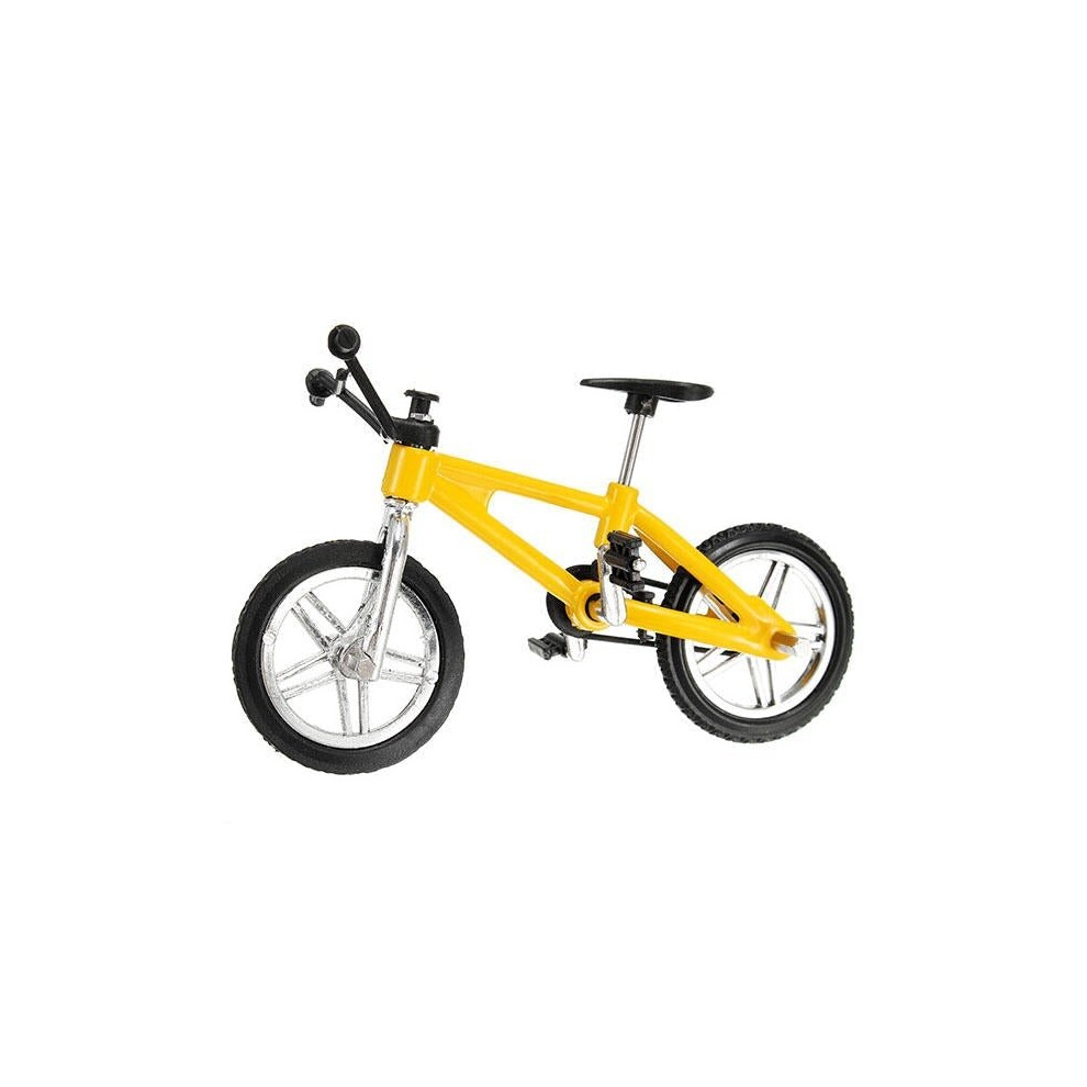 (Yellow) Creative Simulation Mini Alloy Bicycle Finger Forklift Toy Multi-color Kids Gift Sports