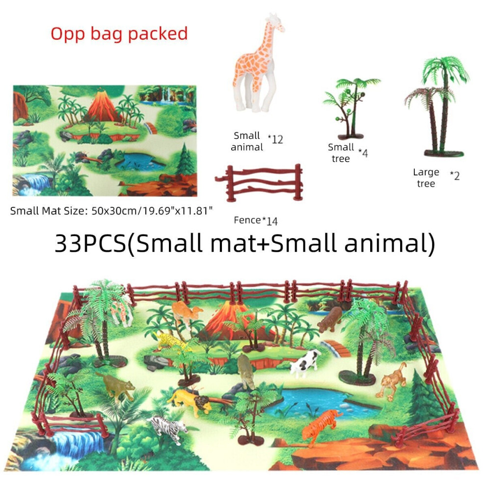 (33 Pcs) 28/33/34/63/65Pcs Multi-style Diecast Dinosaurs Model Play Set Educational Toy with Play Mat for Kids Christmas Birthday Party Gift