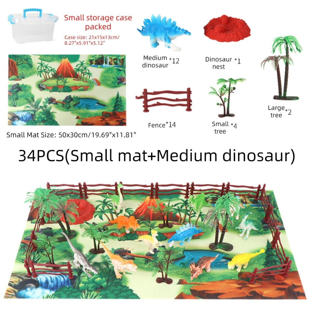 (34 Pcs) 28/33/34/63/65Pcs Multi-style Diecast Dinosaurs Model Play Set Educational Toy with Play Mat for Kids Christmas Birthday Party Gift