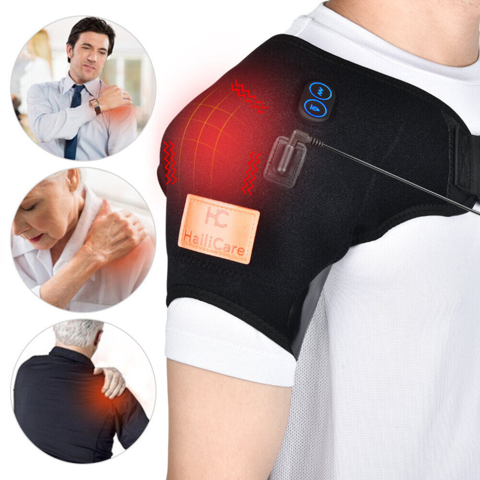 (US Plug) 3 Levels Heating Vibration Shoulder Massager Support Brace Heated Physiotherapy Therapy Pain Relief for Health Care Support