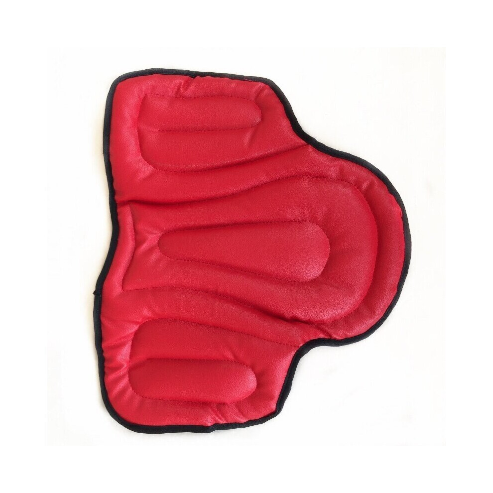 (Red) Non-slip PU Leather Horse Saddle Pads Comprehensive Seat Cushion Pad Equestrian Horse Riding Equipment