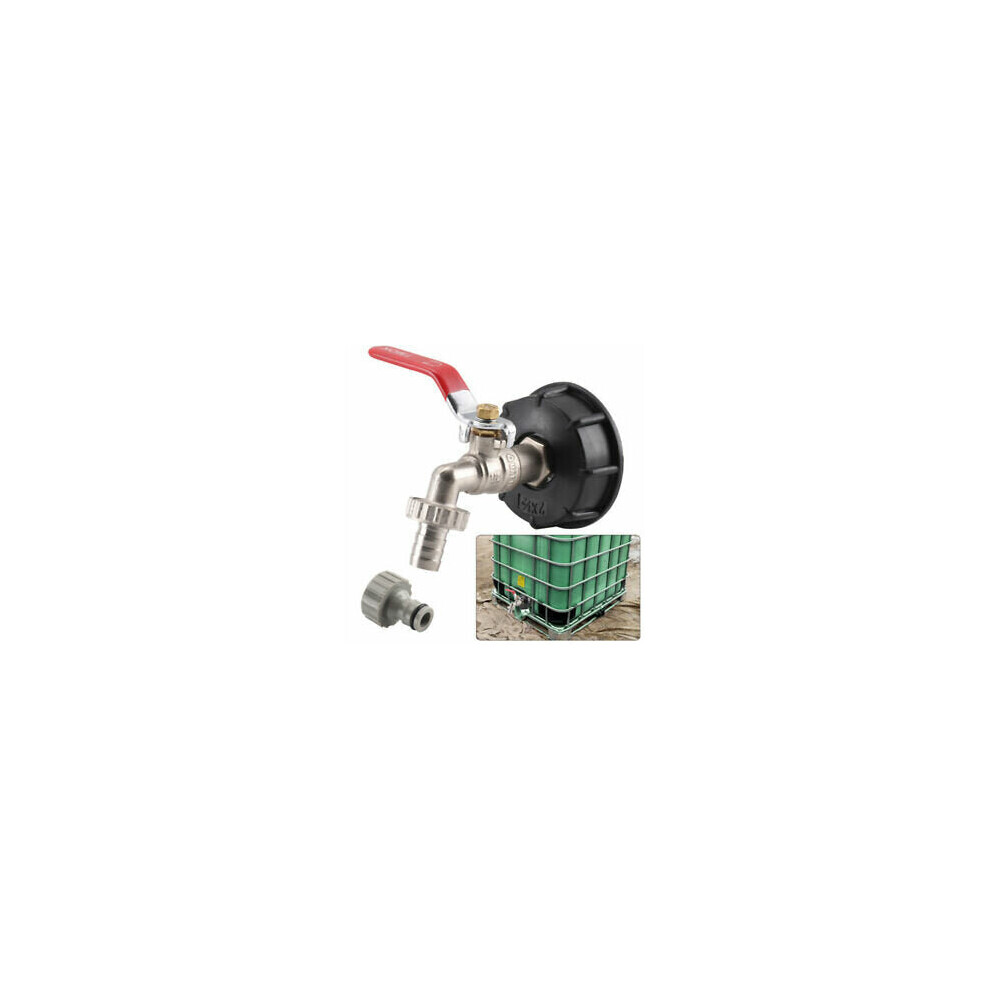 (Red) Fuel Tank Cap Adapter with Alloy Faucet and 1/2inch Clip-on Hose Connector Ton Valve