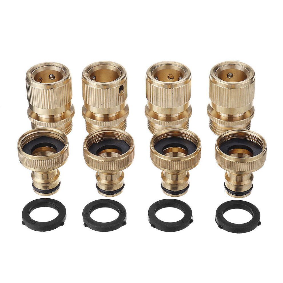 3/4'' BSP Solid Brass Male and Female Connector Garden Hose Quick Connect Water Pipe Connectors Fitting w/ Washers