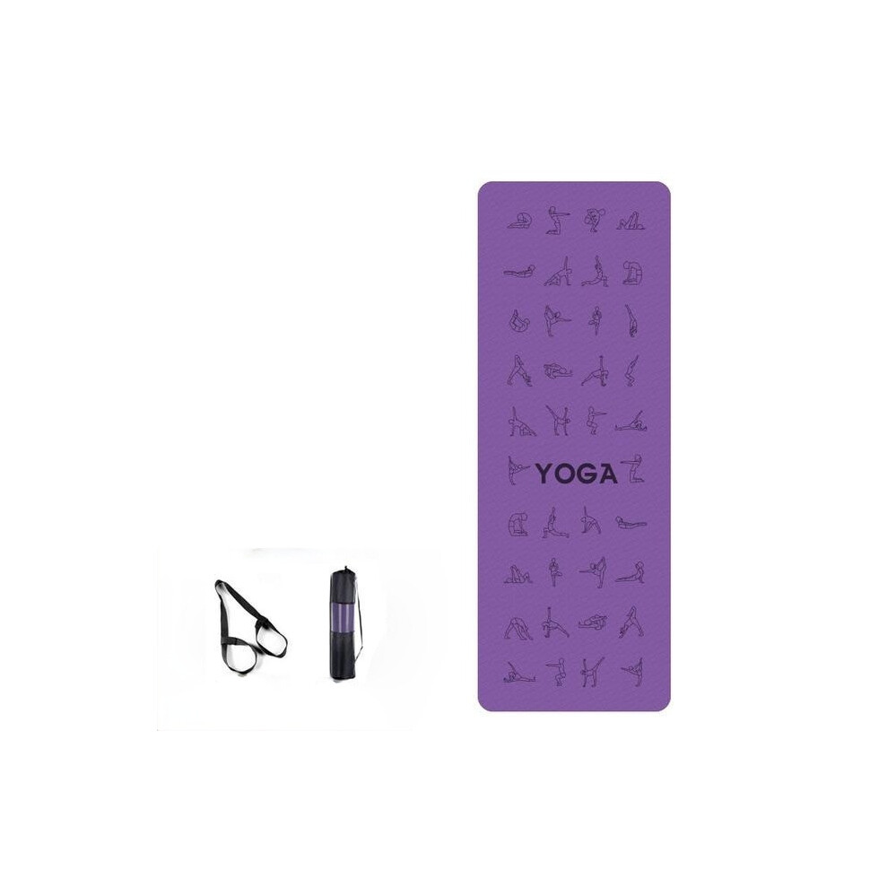 (Purple) EVA Yoga Pose Non Slip Carpet Mat With Position Line For Beginner Environmental Fitness Gymnastics