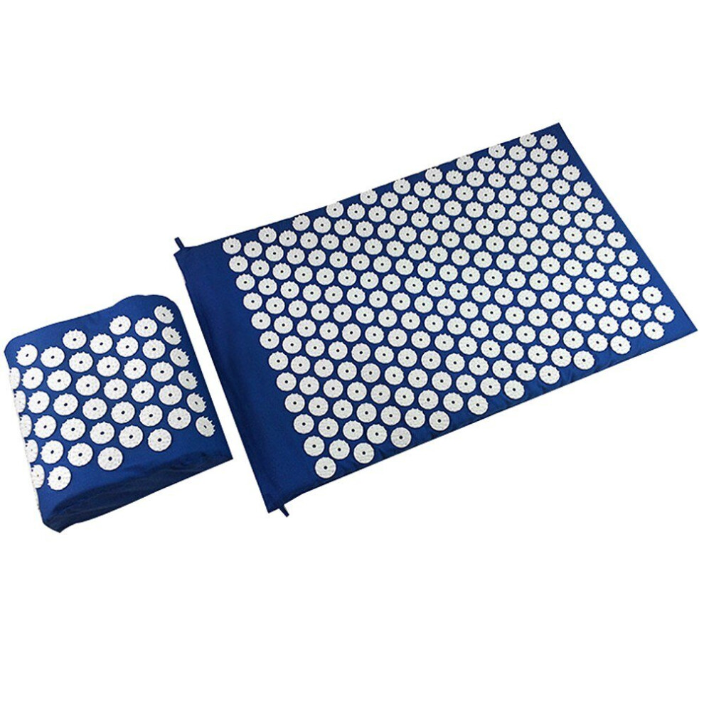 (Blue) Acupuncture Mat Pillow Set Acupressure Cushion Massage Pad