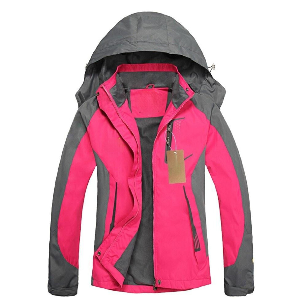 (Rose Red, XS) Windproof Raincoat Sportswear Outdoor Hiking,Traveling Cycling Sports,Detachable Hooded Coat,for Women