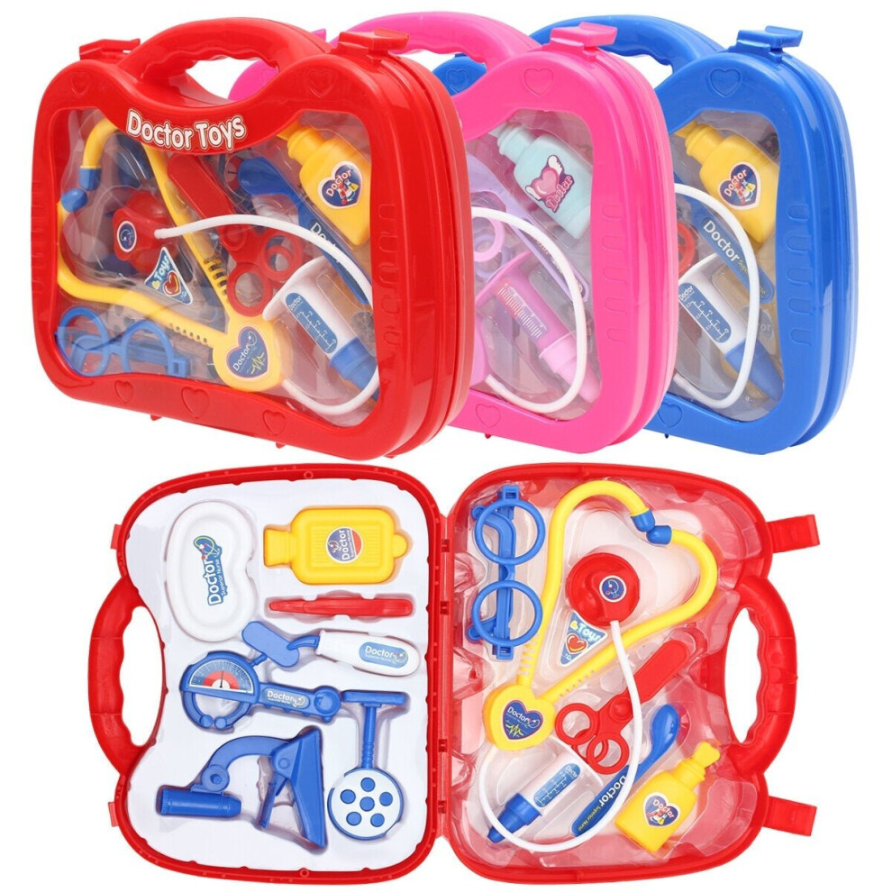 (Red) Kids Childrens Role Play Doctor Nurses Toy Game Set Kit Gift Toys