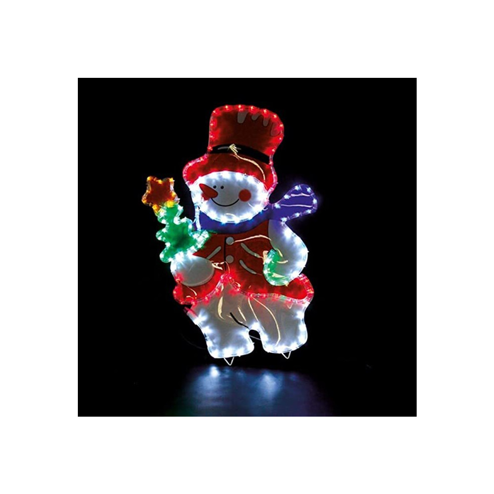 Large 85cm Snowman Multi Function 5m LED Rope Lights Multi Functional