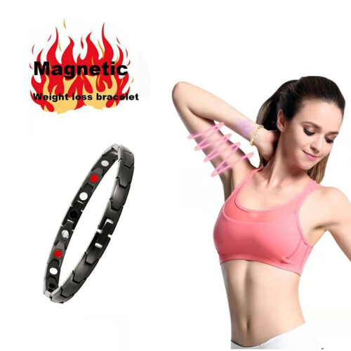 (Black 2Pcs) Therapy Bracelet Weight Loss Energy Slim Bangle 2