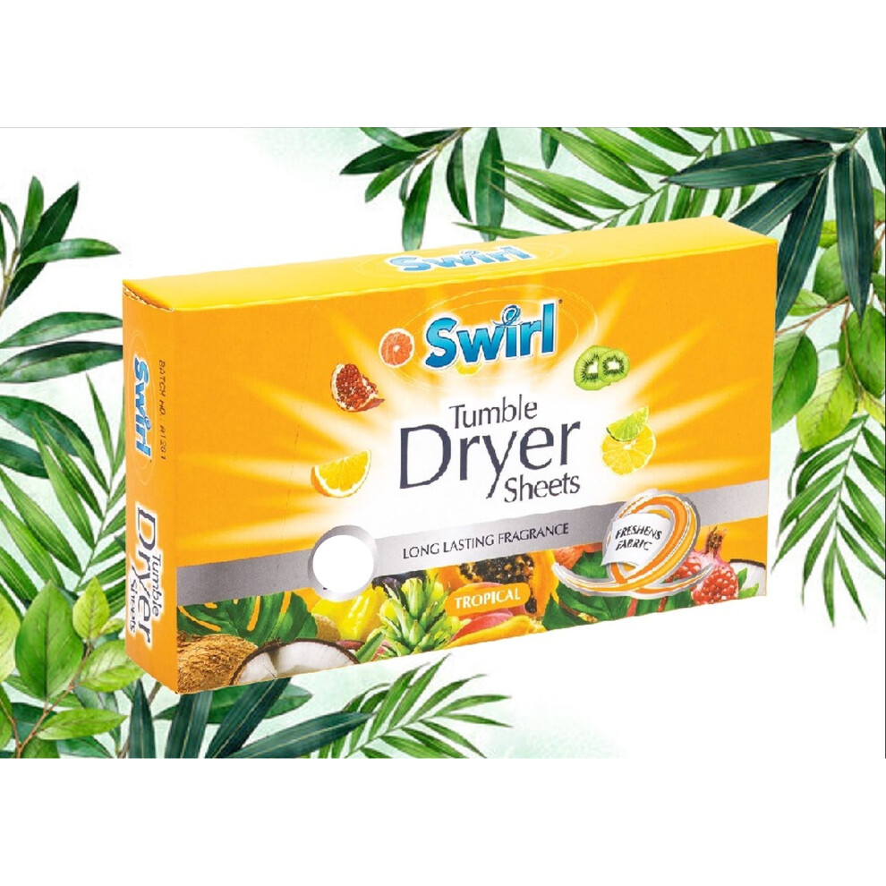 Swirl 35 Tumble Dryer Sheets Tropical Fabric Conditioner Laundry Aid
