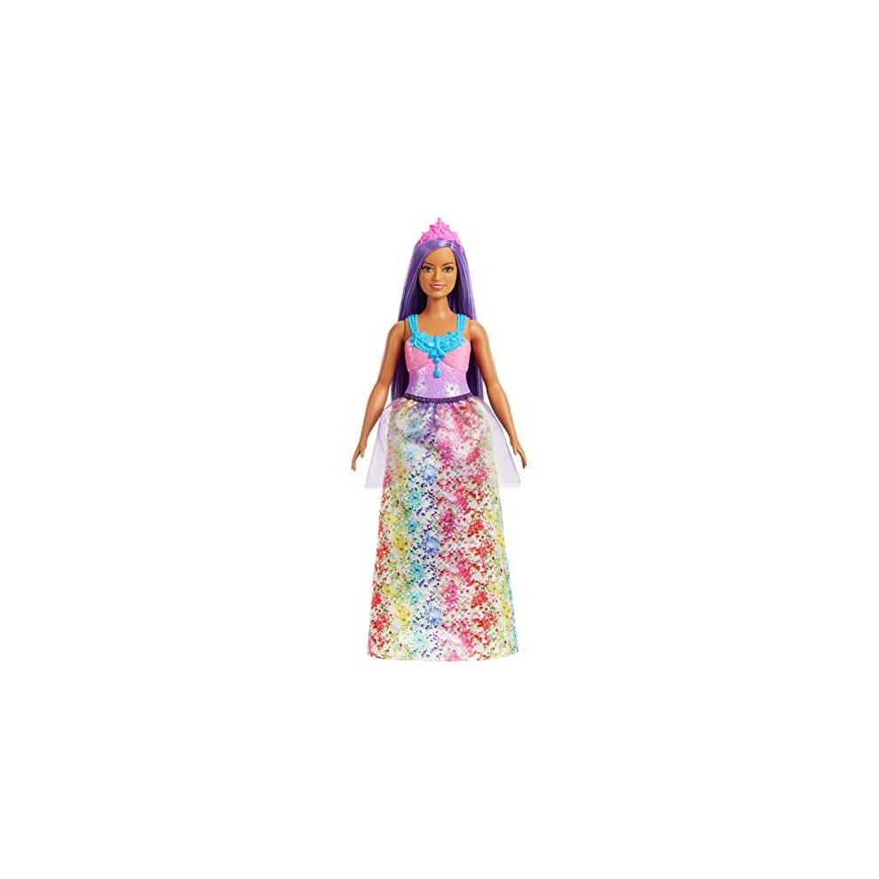 Barbie Dreamtopia Princess Doll (Curvy, Purple Hair), with Sparkly Bodice, Princess Skirt and Tiara, Toy for K