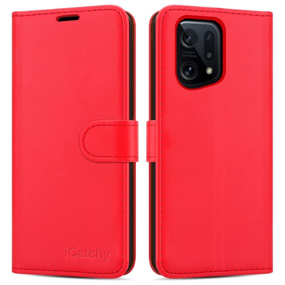 (Red) For Oppo Find X5 5G Phone Wallet Book Leather Case Red 5056298016792