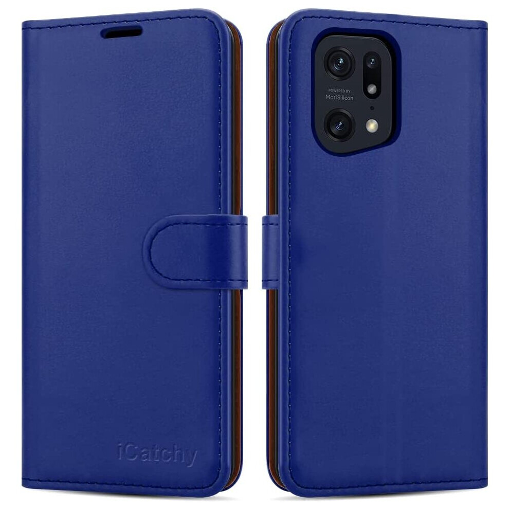 Icatchy (Blue) Oppo Find X5 Pro 5G Phone Wallet Book Leather Case Blue