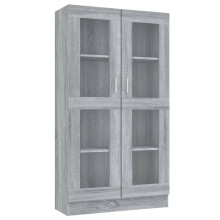 (grey sonoma, 82.5 x 30.5 x 150 cm) vidaXL Vitrine Cabinet Book Stand Rack Cupboard Highboard Engineered Wood