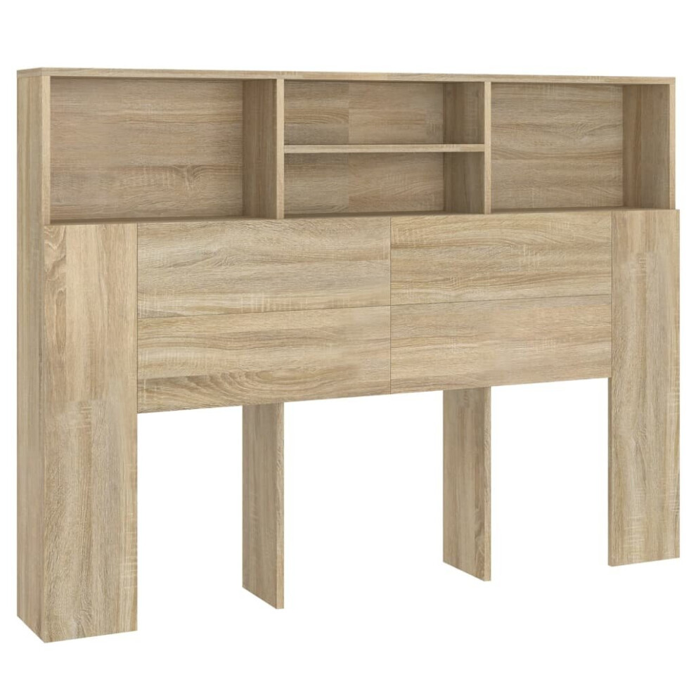 Vidaxl (Sonoma Oak) Headboard Cabinet Bedroom Bookcase Headboard Furniture Multi Colours Brown