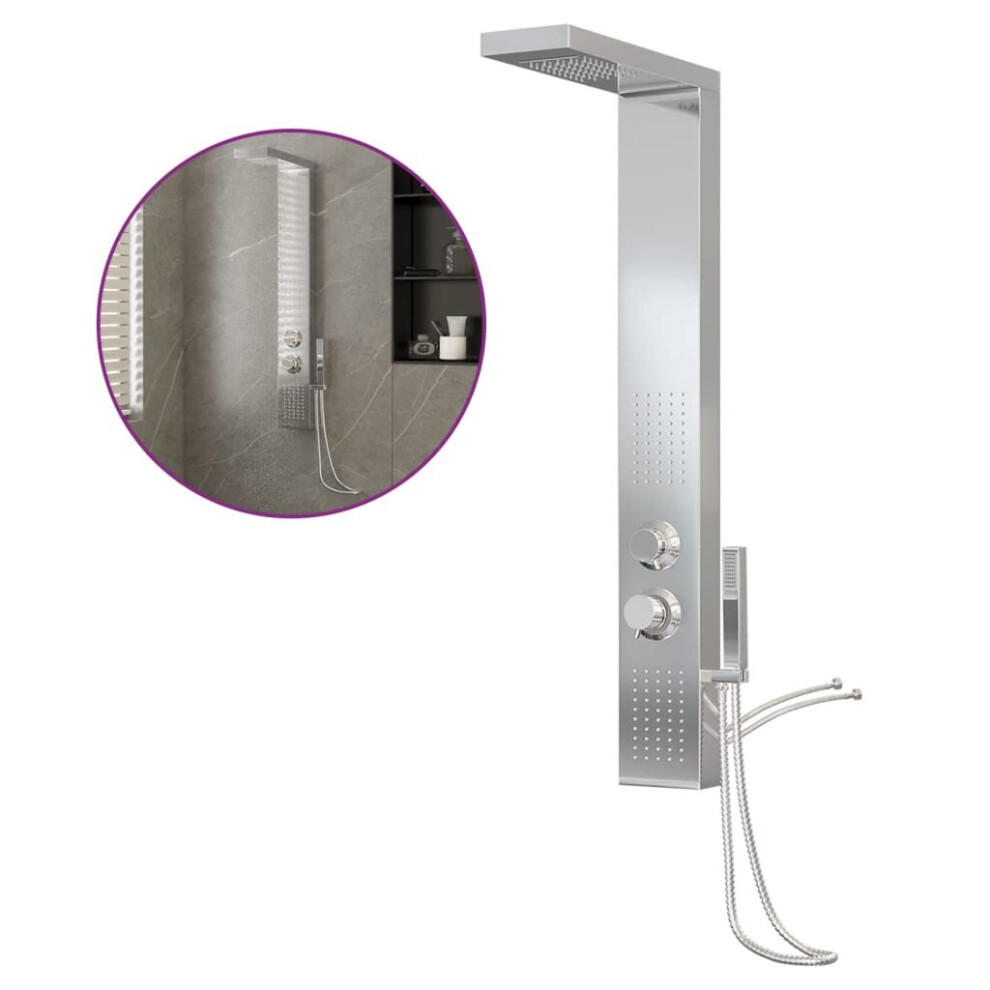 (Silver, 15 X 47 X 114 Cm) Vidaxl Shower Panel System Stainless Steel Square Multi Colours 114/130 Cm 8720286802885