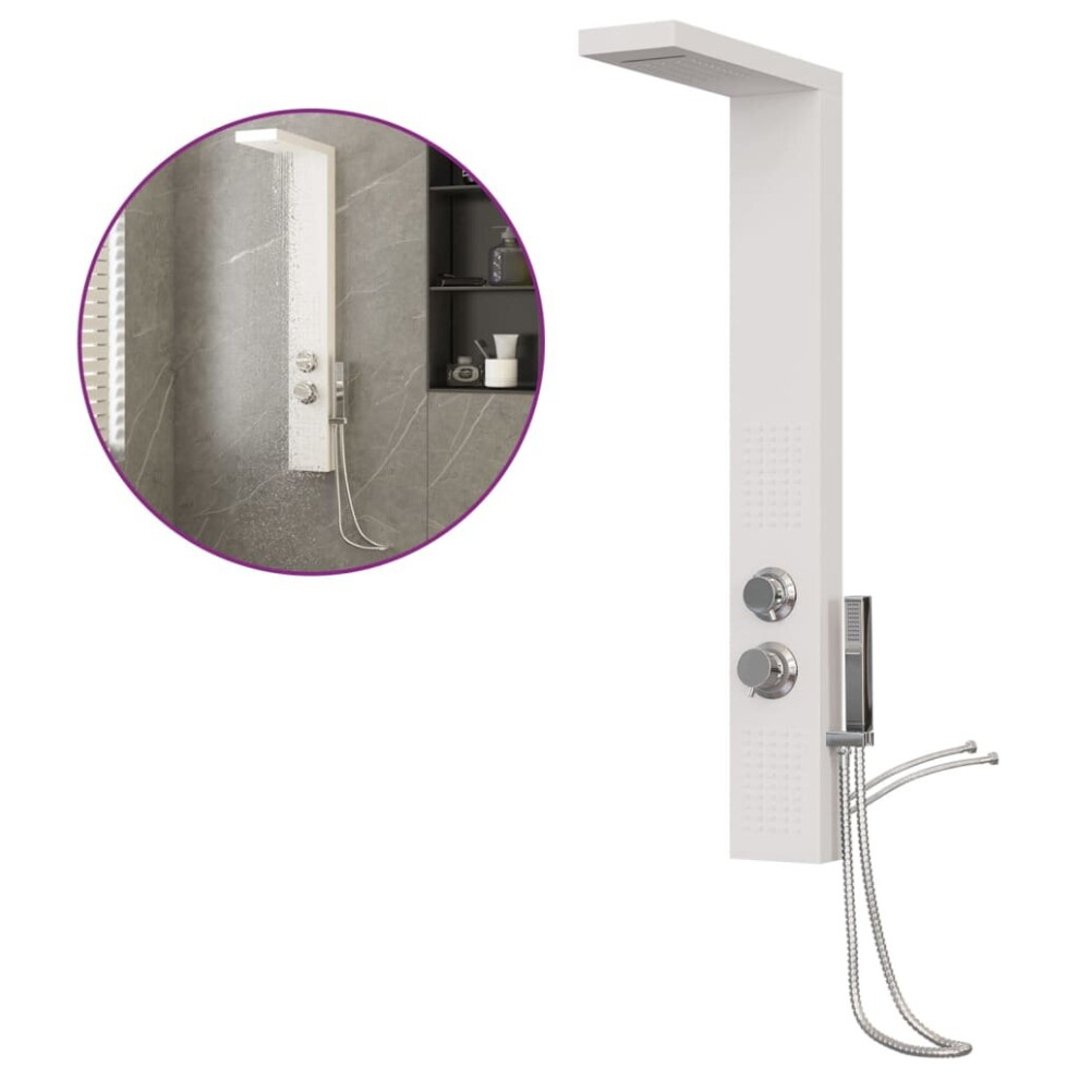 (White, 15 X 47 X 114 Cm) Vidaxl Shower Panel System Stainless Steel Square Multi Colours 114/130 Cm 8720286802892