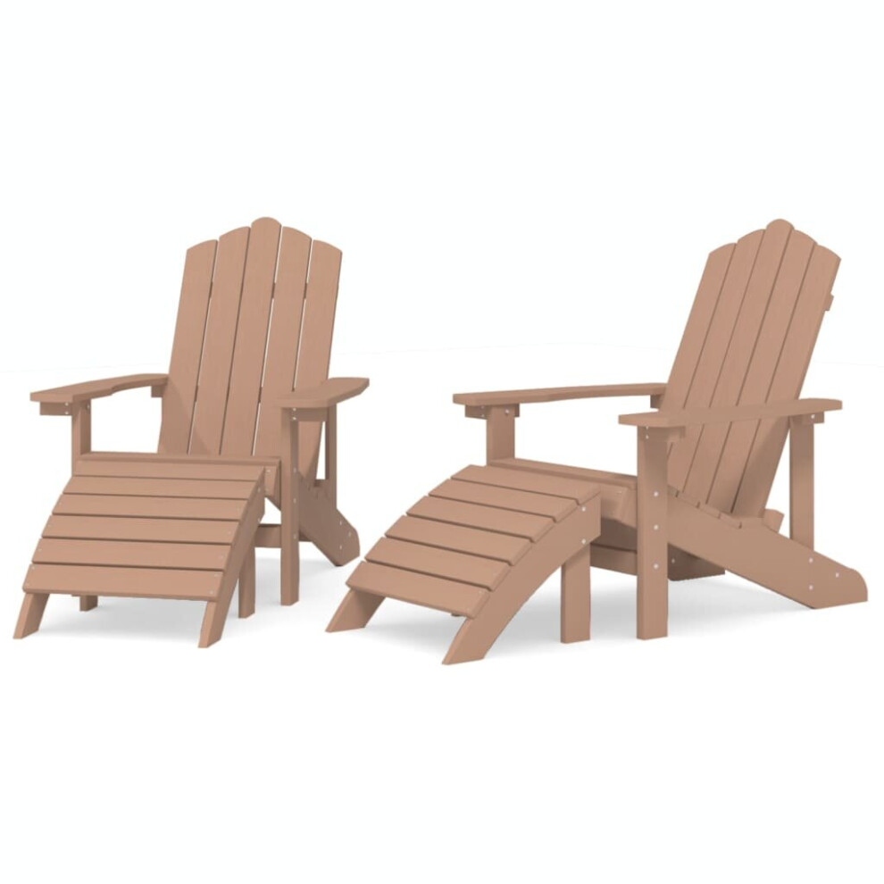 Vidaxl (Brown) Garden Adirondack Chair With Footstool Outdoor Chair Armchair Hdpe Brown