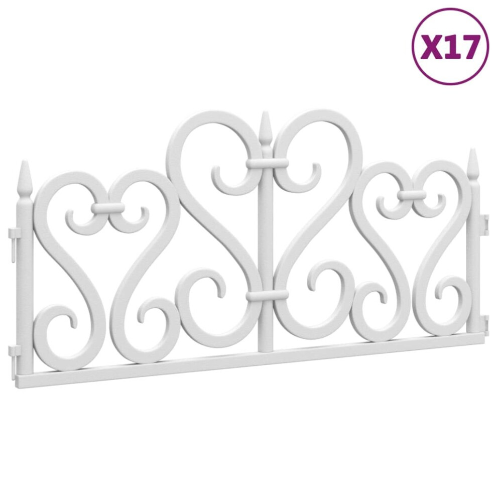 (white) vidaXL 17x Lawn Edgings PP Outdoor Garden Edge Border Fence Multi Colours