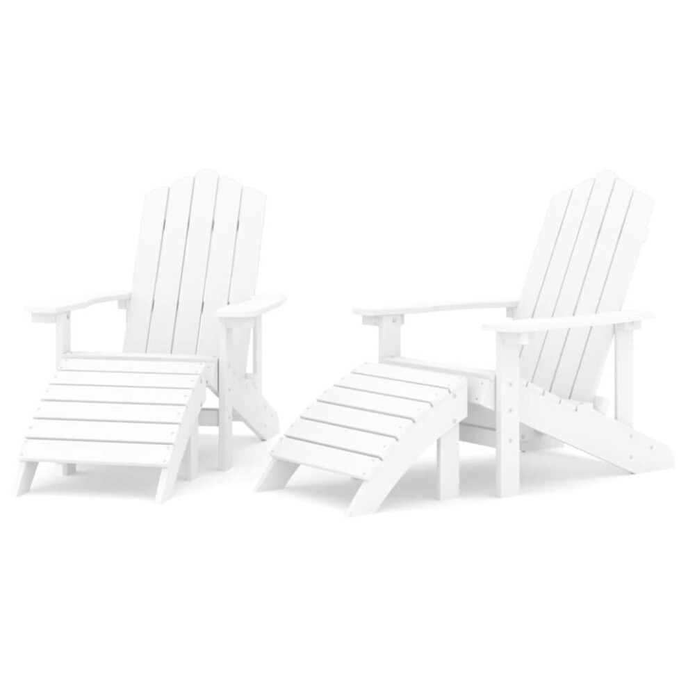Vidaxl (White) Garden Adirondack Chair With Footstool Outdoor Chair Armchair Hdpe White