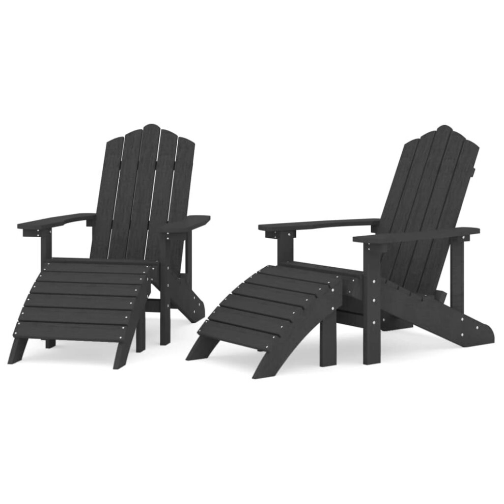 Vidaxl (Anthracite) Garden Adirondack Chair With Footstool Outdoor Chair Armchair Hdpe Grey