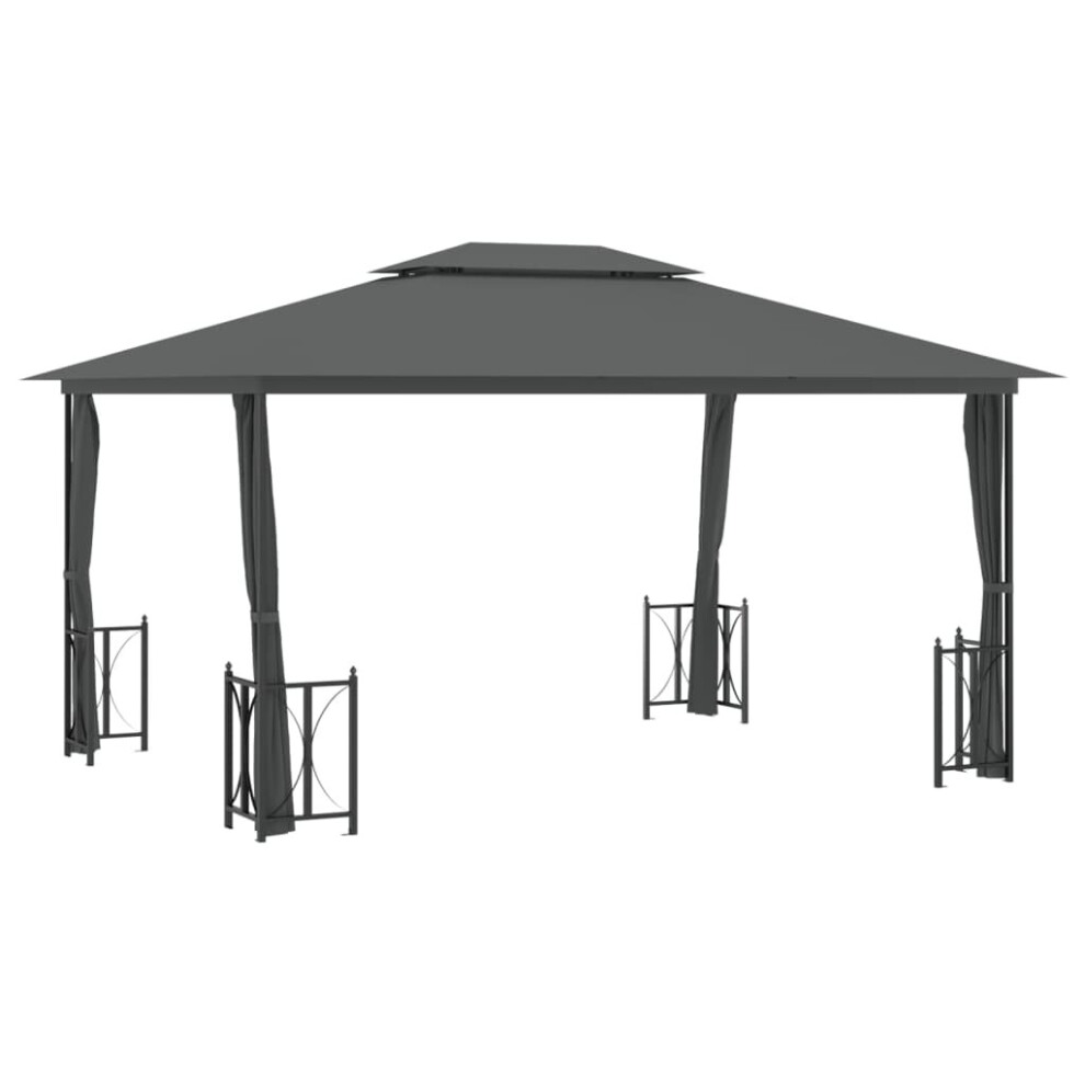 (anthracite, 3 x 4 m) vidaXL Gazebo with Sidewalls & Double Roof Tent Multi Colours 3x3 m/3x4 m