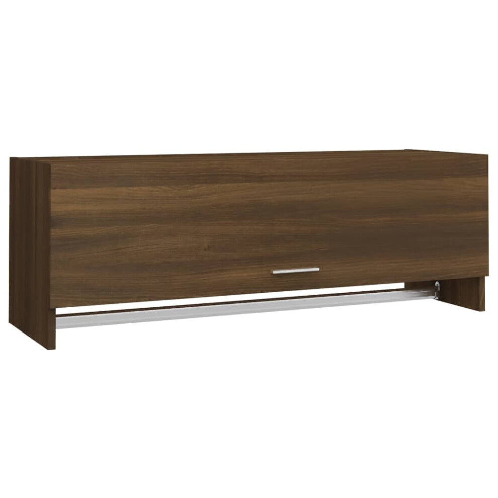 Single Flap Door Oak Wardrobe With Hanger Bar Brown Vidaxl - Image 3