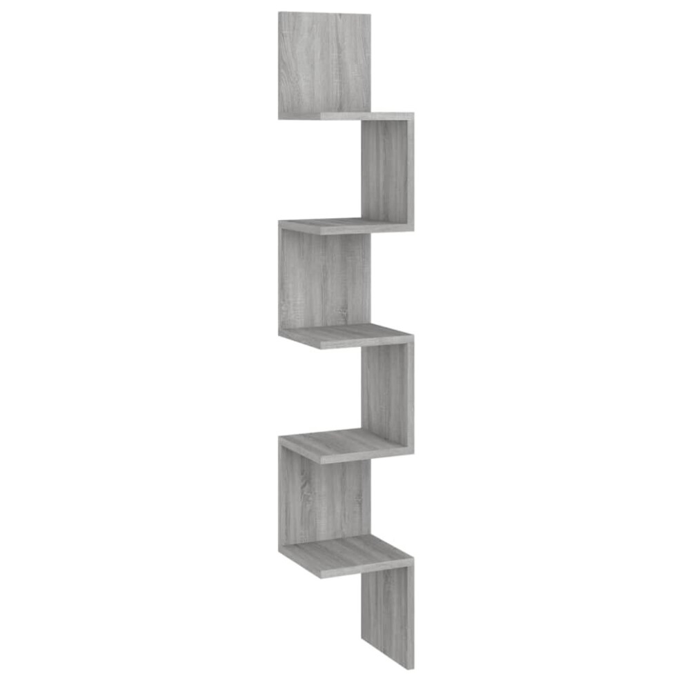 (grey sonoma) vidaXL Wall Corner Shelf Engineered Wood Wall-Mounted Wall Rack Multi Colours