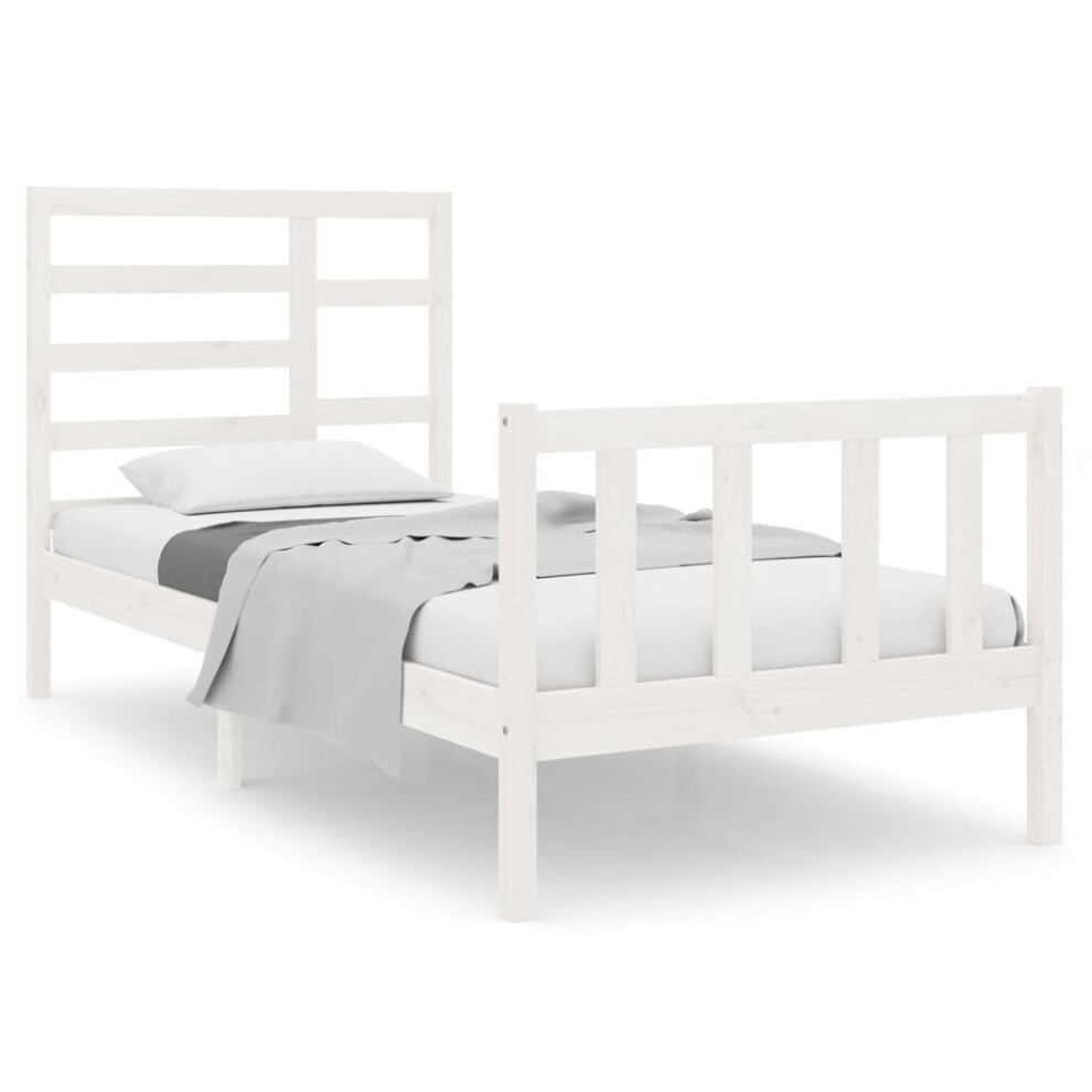 (white, 75 x 190 cm) vidaXL Bed Frame Bed Base Bedstead Bedroom Mattress Foundation Solid Wood