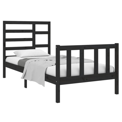 VidaXL (black, 75 x 190 cm) vidaXL Bed Frame Bed Base Bedstead Bedroom Mattress Foundation Solid Wood 2