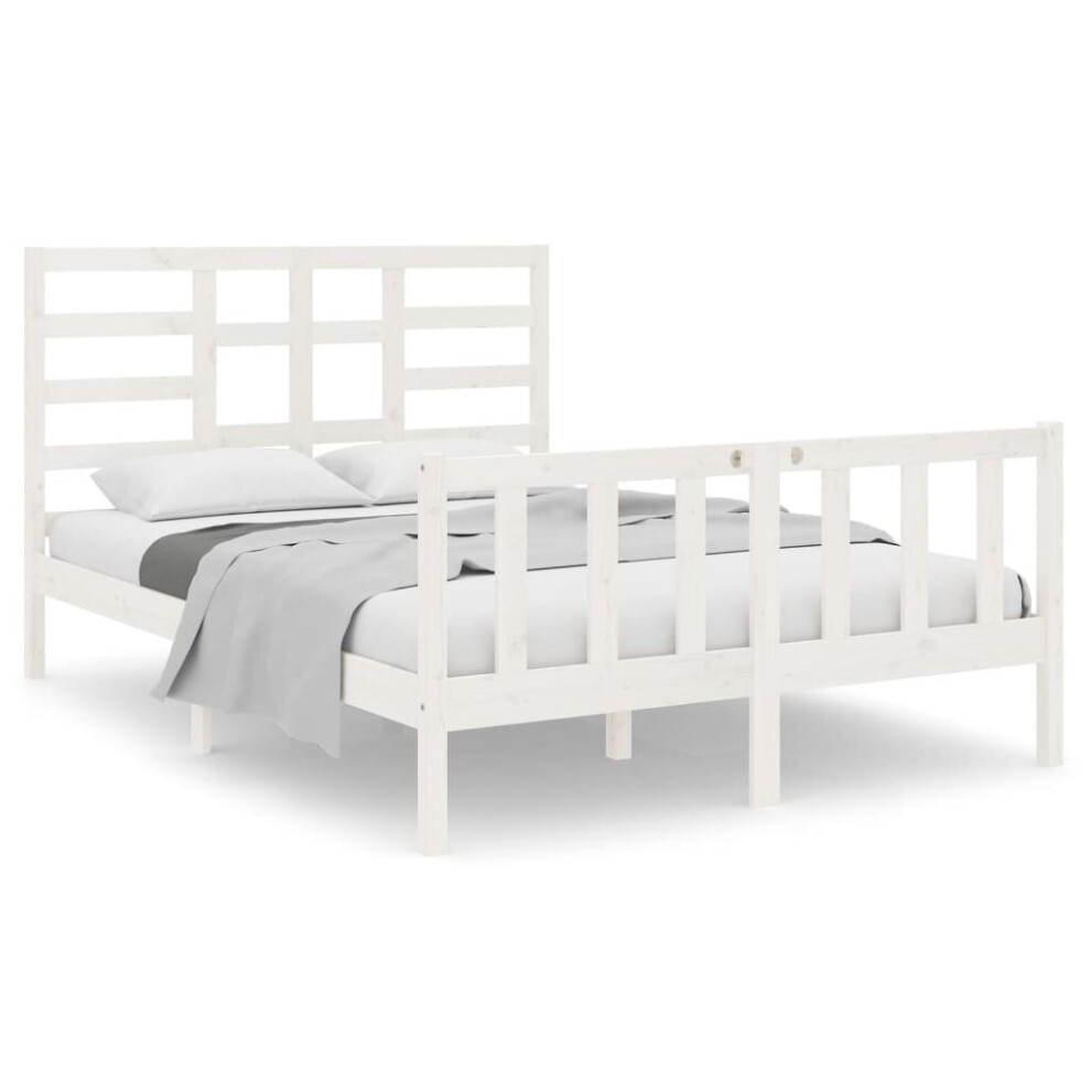 (white, 120 x 190 cm) vidaXL Bed Frame Bed Base Bedstead Bedroom Mattress Foundation Solid Wood