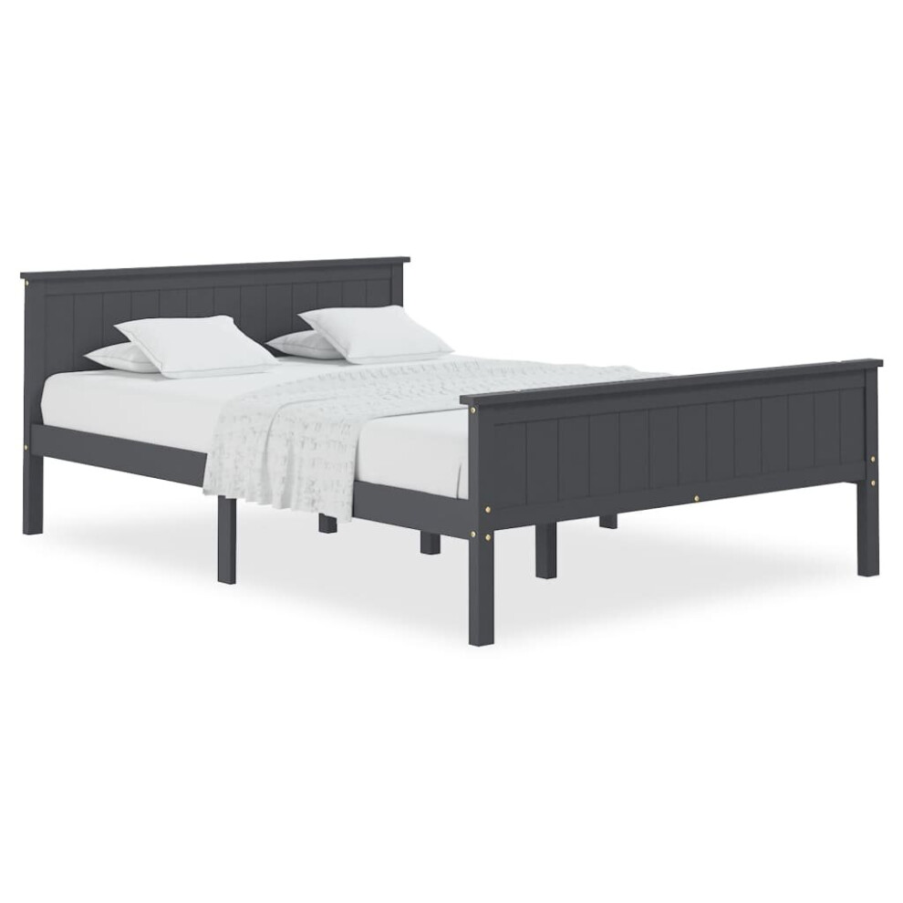 Vidaxl (Grey, 160 X 200 Cm) Solid Wood Pine Bed Frame Wooden Bedstead Base Multi Sizes/Colours