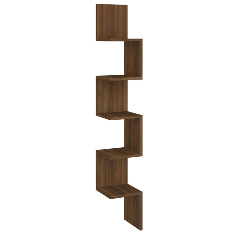 (brown oak) vidaXL Wall Corner Shelf Engineered Wood Wall-Mounted Wall Rack Multi Colours