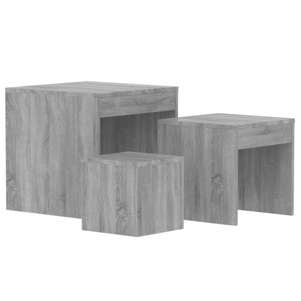 (grey sonoma) vidaXL Nesting Tables Living Room Side Table End Table 3 pcs Engineered Wood