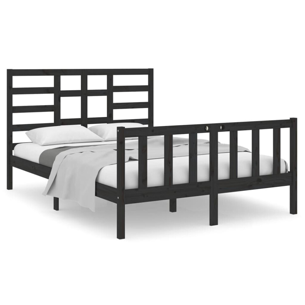 (black, 140 x 190 cm) vidaXL Solid Wood Bed Frame Wooden Bedroom Platform Bed Multi Colours/Sizes