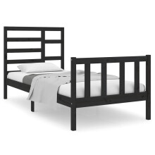 (black, 75 x 190 cm) vidaXL Bed Frame Bed Base Bedstead Bedroom Mattress Foundation Solid Wood