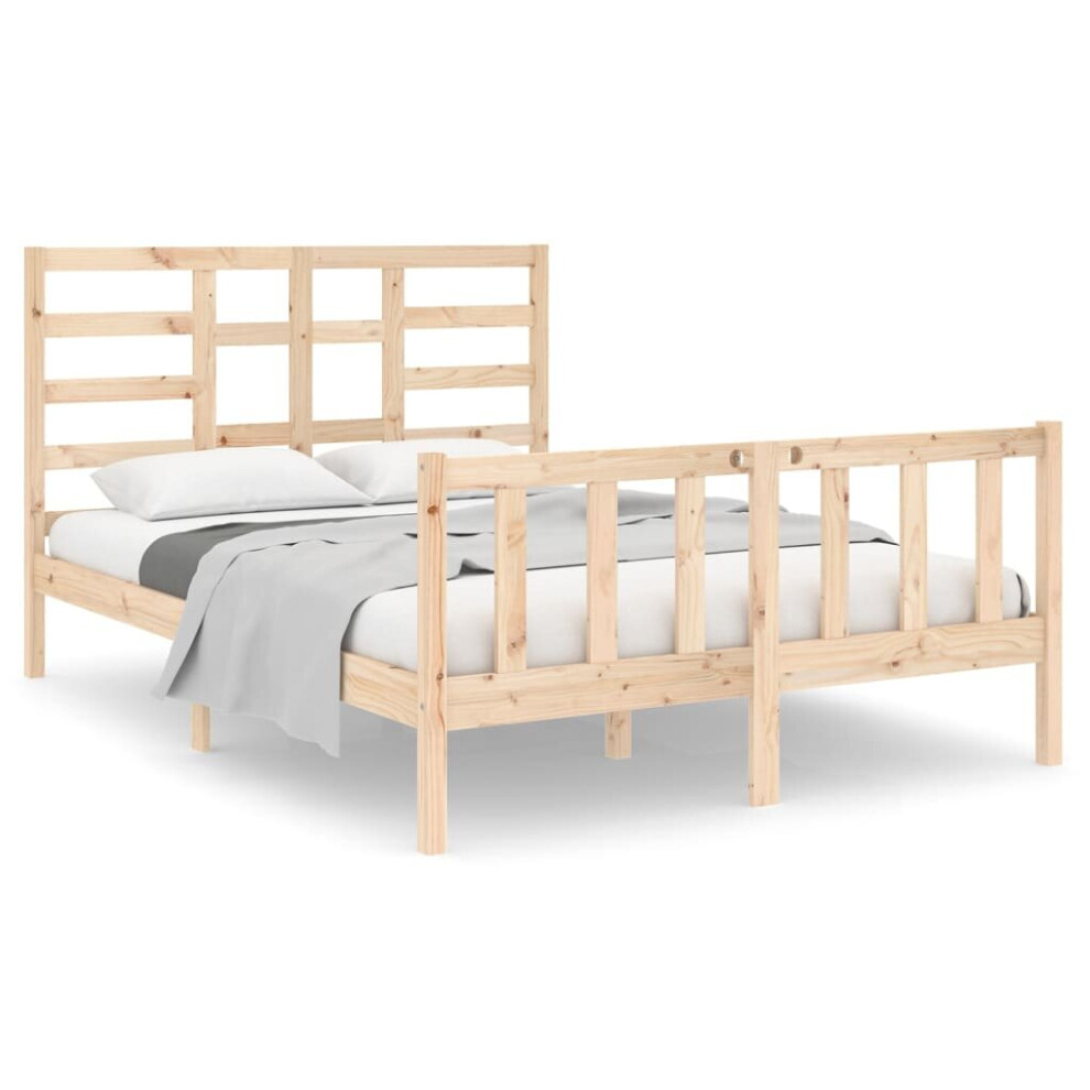 (brown, 135 X 190 cm) vidaXL Solid Wood Bed Frame Wooden Bedroom Platform Bed Multi Colours/Sizes