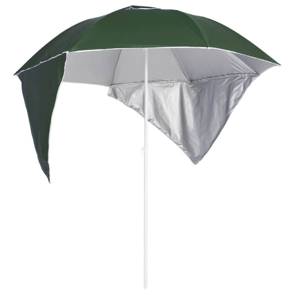 (green) vidaXL Beach Umbrella with Side Walls Sand Patio Parasol Beach Multi Colours