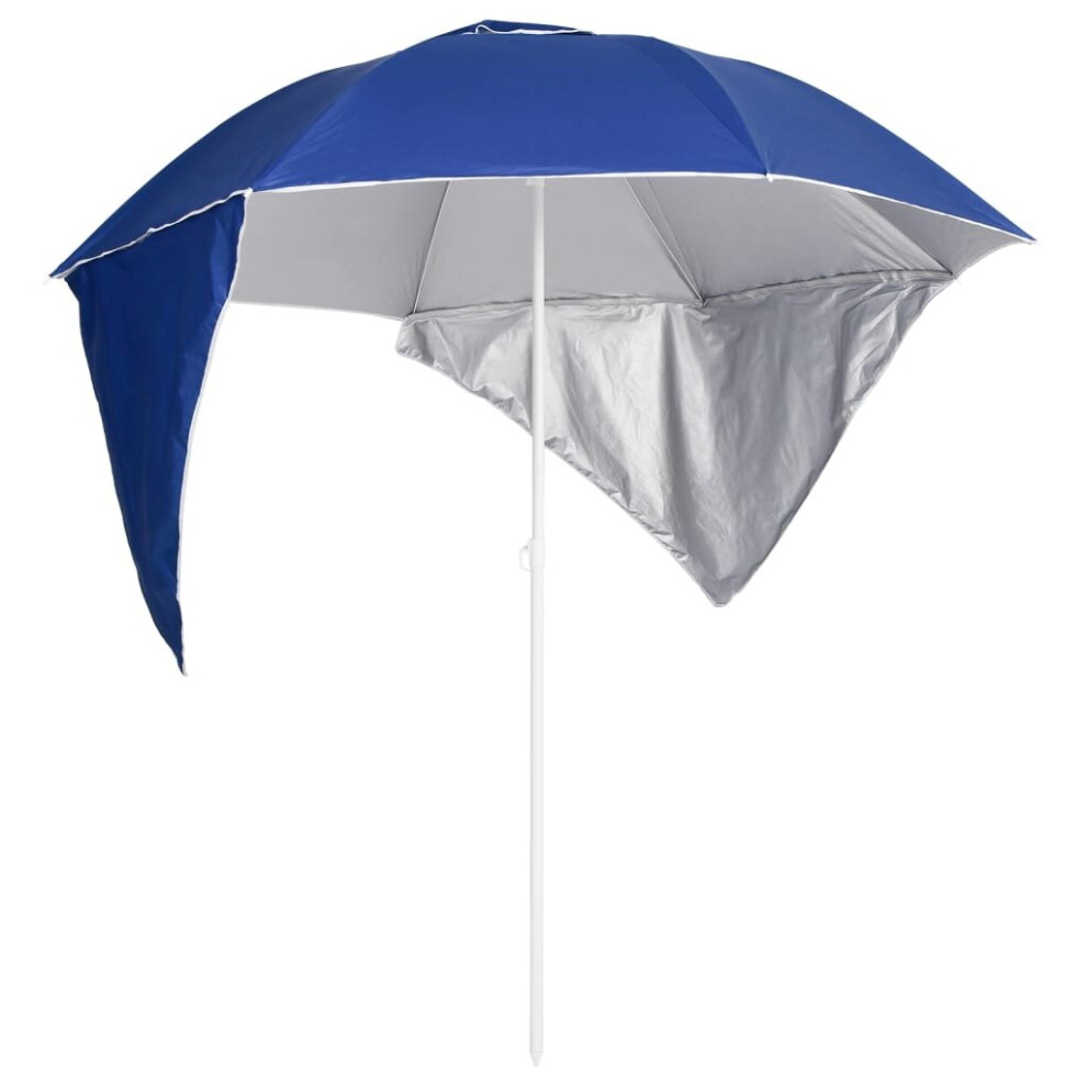 Vidaxl (Blue) Beach Umbrella With Side Walls Sand Parasol Sunshade Shelter Canopy Blue