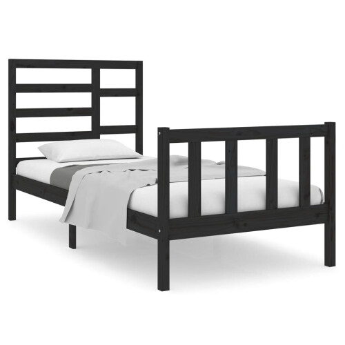 VidaXL (black, 75 x 190 cm) vidaXL Bed Frame Bed Base Bedstead Bedroom Mattress Foundation Solid Wood 1