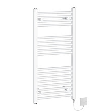 (900x450mm - 300W) WarmeHaus Electric Heated Towel Rail Prefilled White Bathroom Ladder Radiator Straight