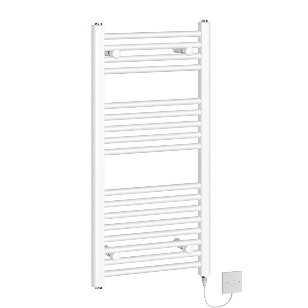 (900x450mm - 300W) WarmeHaus Electric Heated Towel Rail Prefilled White Bathroom Ladder Radiator Straight
